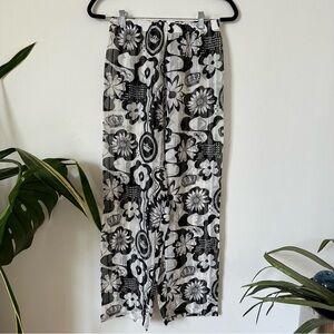 Amir Slama 100% Silk Floral Wide Leg Sheer Pants Size XS